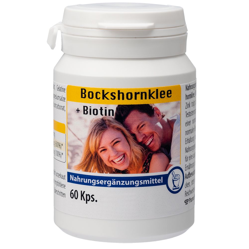 Produktansicht von Bockshornklee + Biotin + Zink Kapseln – Vegan, Hochdosiert, Für Testosteron, Haut, Haare & Nägel – 60 Kapseln