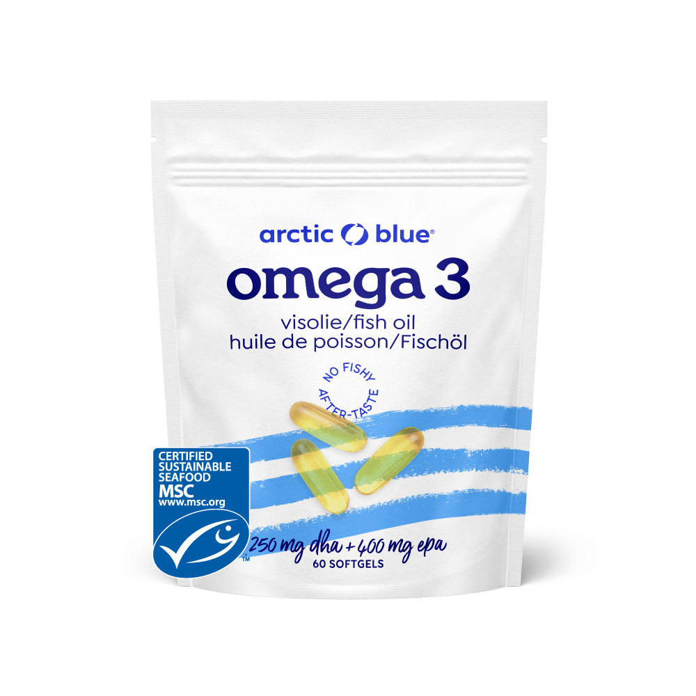 Produktansicht von Arctic Blue Omega-3 – Reines Fischöl mit DHA & EPA – Kein Aufstoßen, MSC-zertifiziert, plastikfrei