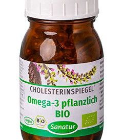 Produktansicht von Sanatur Omega-3 pflanzlich Bio aus Perillaöl – 90 vegane Kapseln