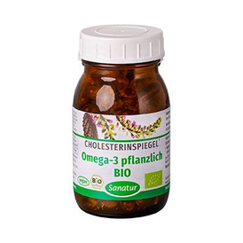 Produktansicht von Sanatur Omega-3 pflanzlich Bio aus Perillaöl – 90 vegane Kapseln