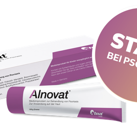 Produktansicht von Alnovat Creme bei leichter bis mittelschwerer Psoriasis – 100 g
