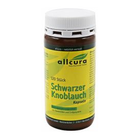 Produktansicht von allcura Schwarzer Knoblauch 500 mg – 120 Kapseln