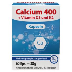 Produktansicht von Pharma Peter Calcium 400 + Vitamin D3 & K2 – 60 Kapseln