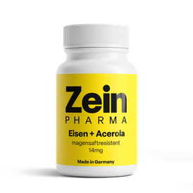 Produktansicht von ZeinPharma Eisen + Acerola 14 mg – 90 vegane Kapseln