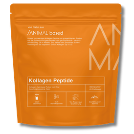 Produktansicht von Kollagen Peptide Premium – 100% Reines Kollagen-Hydrolysat | Schweizer Qualität | Hoch bioverfügbar, Frei von Gluten, Laktose & Zucker | 450g – 30 Portionen