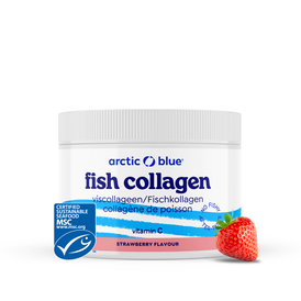 Produktansicht von Arctic Blue Fischkollagen mit Vitamin C, Erdbeergeschmack – 150 g